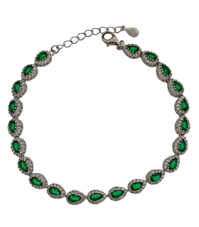 PULSERA ESMERALDA CLASICA  PLATA 1ª LEY