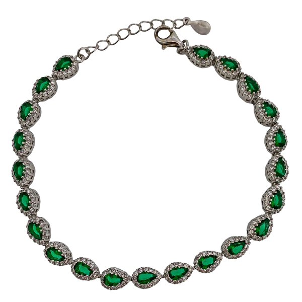 PULSERA ESMERALDA CLASICA  PLATA 1ª LEY