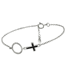 PULSERA CRUZ Y CIRCULO PLATA 1ª LEY 15+3
