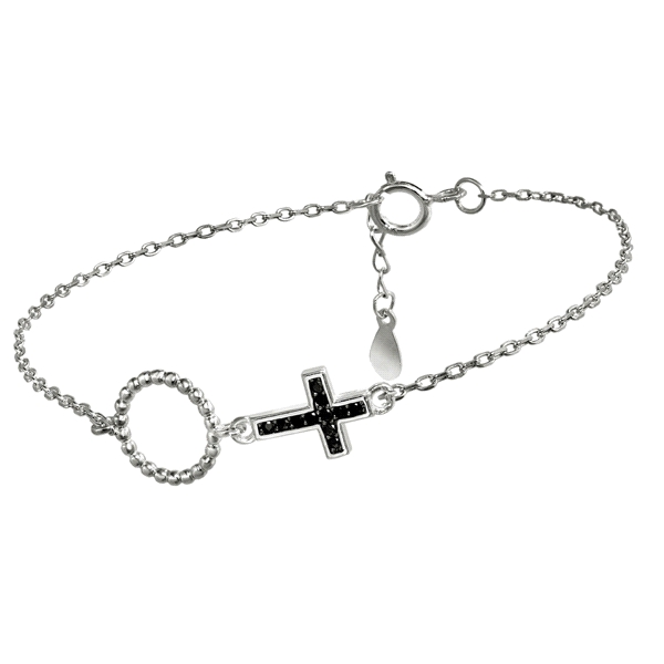 PULSERA CRUZ Y CIRCULO PLATA 1ª LEY 15+3
