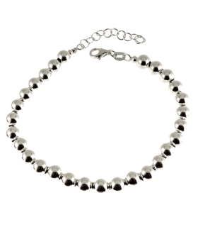 PULSERA BOLAS 6 MM PLATA 1ª LEY 18 + 4CM