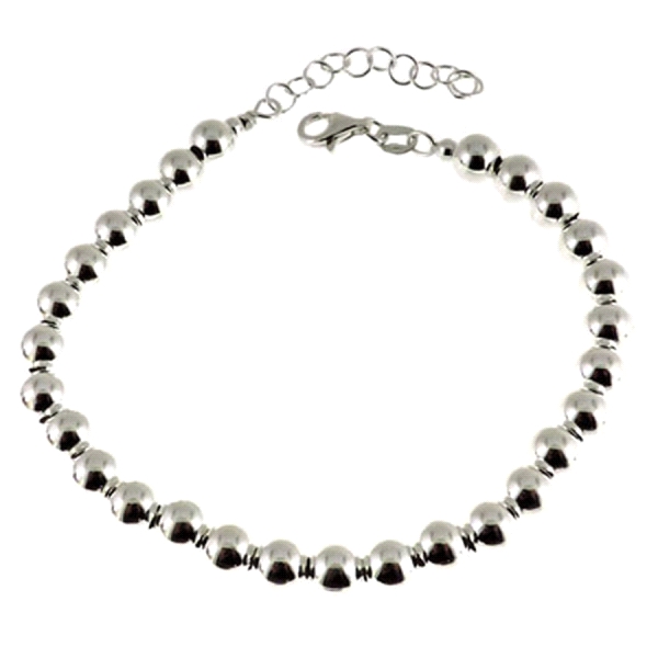 PULSERA BOLAS 6 MM PLATA 1ª LEY 18 + 4CM