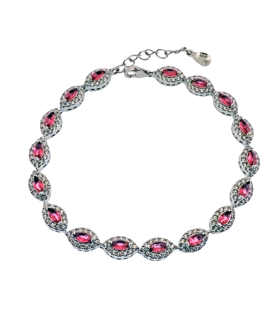 PULSERA RUBI PLATA PRIMERA LEY 17+3 CM