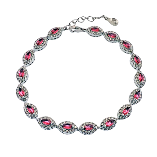 PULSERA RUBI PLATA PRIMERA LEY 17+3 CM