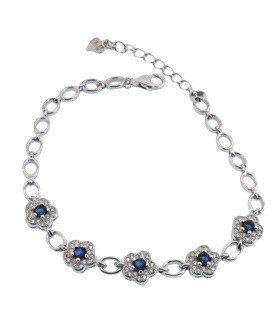 PULSERA ZAFIRO PLATA PRIMERA LEY16+4 CM