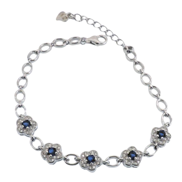 PULSERA ZAFIRO PLATA PRIMERA LEY16+4 CM