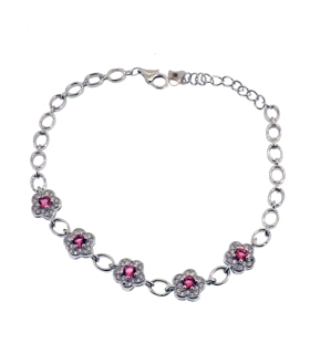 PULSERA RUBI PLATA PRIMERA LEY 16+4 CM