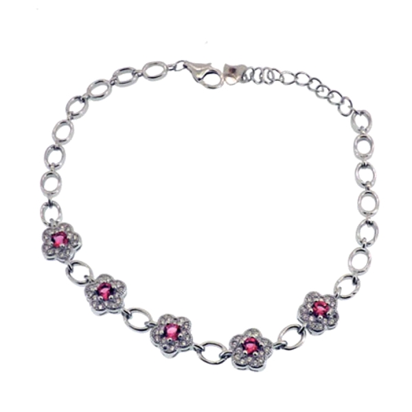 PULSERA RUBI PLATA PRIMERA LEY 16+4 CM