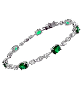 PULSERA ESMERALDA PLATA 1ª LEY 18 CM