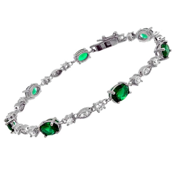 PULSERA ESMERALDA PLATA 1ª LEY 18 CM