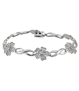 PULSERA FLOR PLATA PRIMERA LEY RODIADA