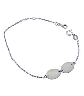 PULSERA 2 PLACAS OVAL PLATA 1ª LEY 18-16