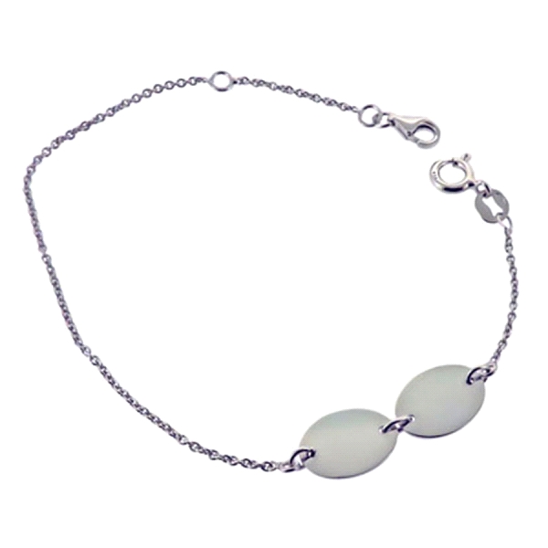 PULSERA 2 PLACAS OVAL PLATA 1ª LEY 18-16