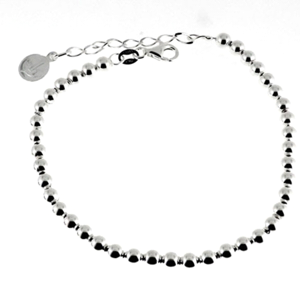 PULSERA BOLAS 4 MM PLATA 1ª LEY 17CM + E
