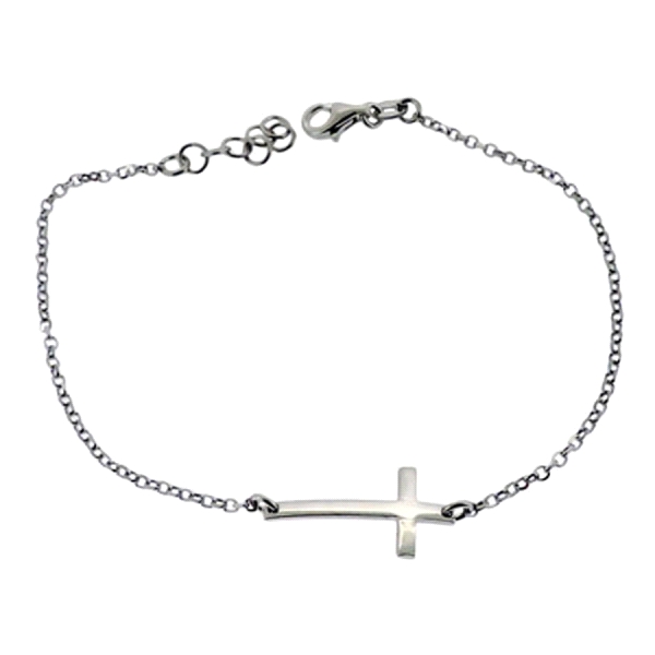 PULSERA CRUZ PLATA PRIMERA LEY 21X11 MM.