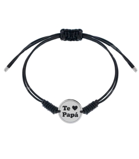 PULSERA DIA DEL PADRE PLATA 1ª LEY CUERO