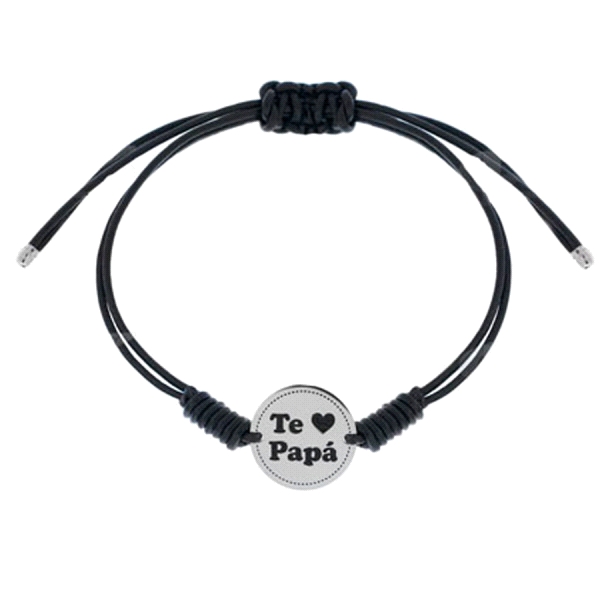 PULSERA DIA DEL PADRE PLATA 1ª LEY CUERO