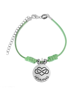 PULSERA HERMANA PLATA PRIMERA LEY CUERO