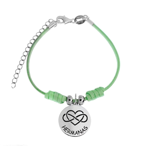 PULSERA HERMANA PLATA PRIMERA LEY CUERO