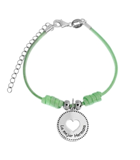 PULSERA HERMANA PLATA PRIMERA LEY CUERO