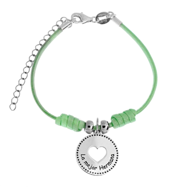 PULSERA HERMANA PLATA PRIMERA LEY CUERO