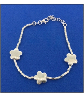 PULSERA FLORES PLATA PRIMERA LEY 17 CM.