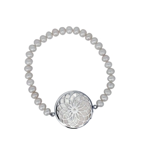 PULSERA PERLA PLATA 1ª LEY RODIADA