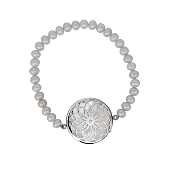 PULSERA PERLA PLATA 1ª LEY RODIADA