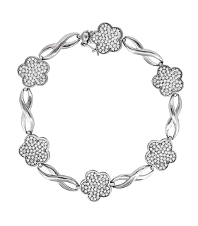 PULSERA MUJER FLORES PLATA 1ª LEY 18 CM