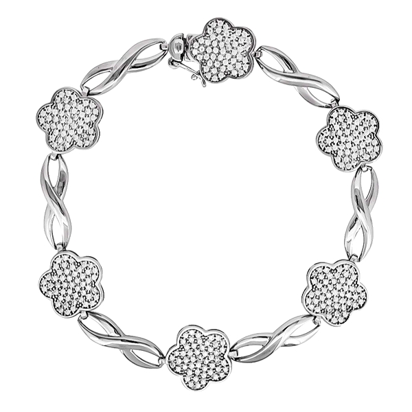 PULSERA MUJER FLORES PLATA 1ª LEY 18 CM