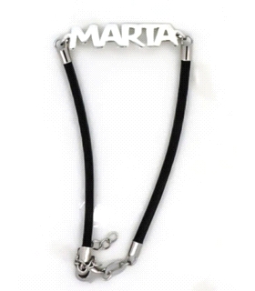 PULSERA CUERO 5 LETRAS PLATA 925 MIL.