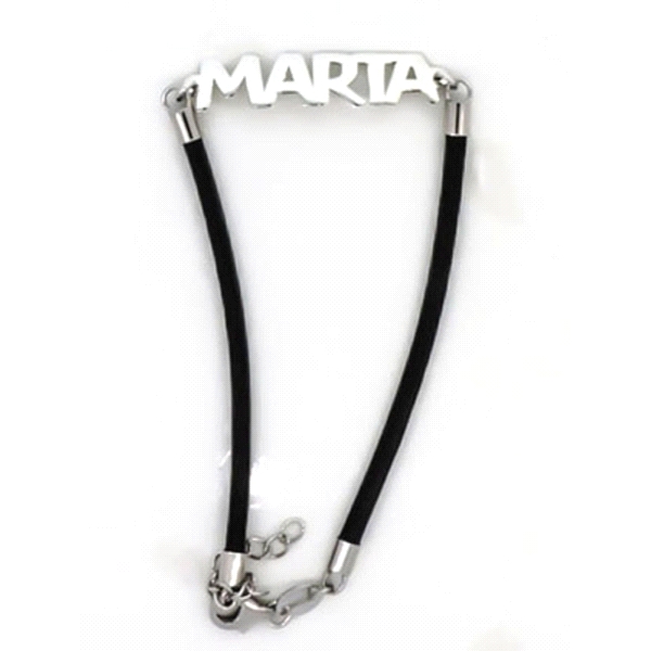 PULSERA CUERO 5 LETRAS PLATA 925 MIL.
