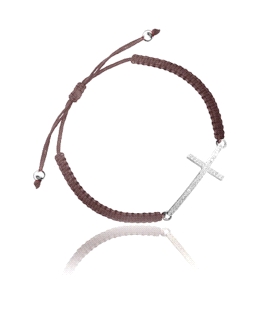 PULSERA MACRAME CRUZ ZIR. PLATA 925 MIL.