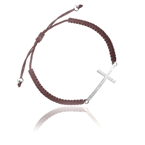 PULSERA MACRAME CRUZ ZIR. PLATA 925 MIL.