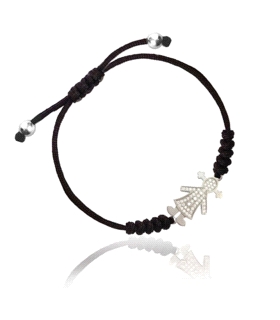 PULSERA NIÑA ZIR. NEGRA PLATA 925 MIL.
