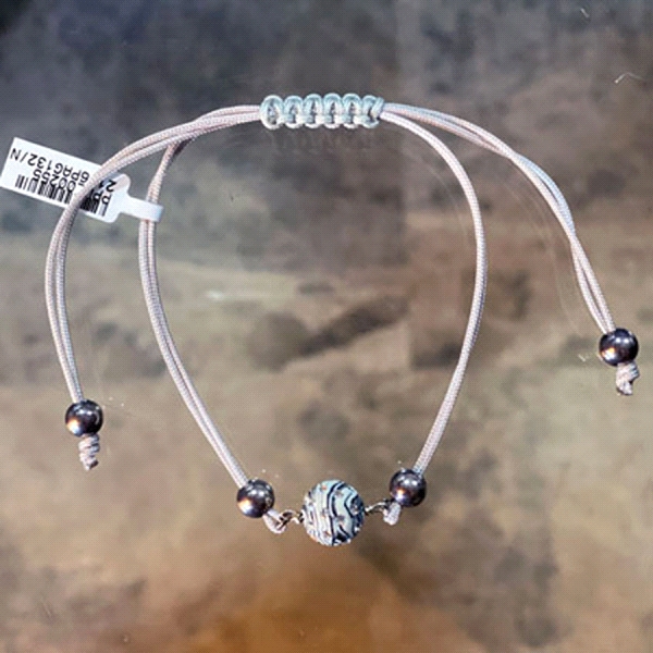 PULSERAS MACRAME BOLA RESINA PLATA 1ªLEY