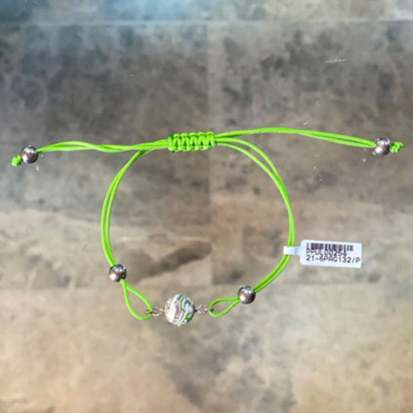 PULSERAS MACRAME BOLA RESINA PLATA 1ªLEY