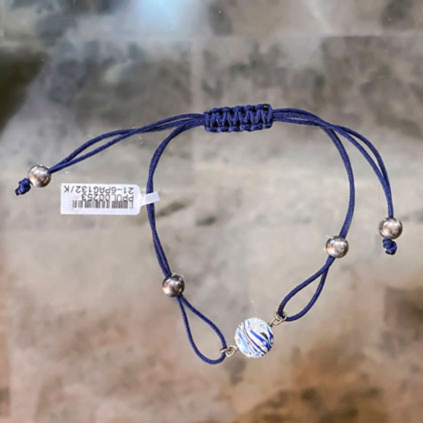PULSERAS MACRAME BOLA RESINA PLATA 1ªLEY