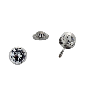 PENDIENTE CHATON UNISEX PLATA 1ª LEY 5 M