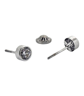 PENDIENTE CHATON UNISEX PLATA 1ª LEY 4 M