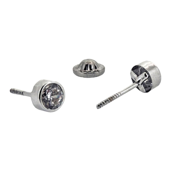 PENDIENTE CHATON UNISEX PLATA 1ª LEY 4 M