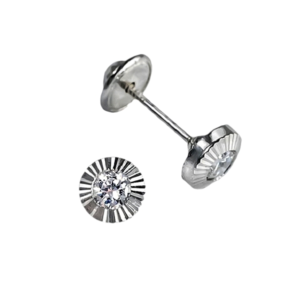 PENDIENTE NIÑA PLATA 1ª LEY RODIADA 6 MM