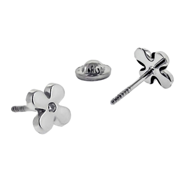 PENDIENTE FLOR PÉTALOS PLATA 1ª LEY 5.50