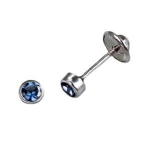 PENDIENTE UNISEX AGUA MARINA PLATA 1ª LE