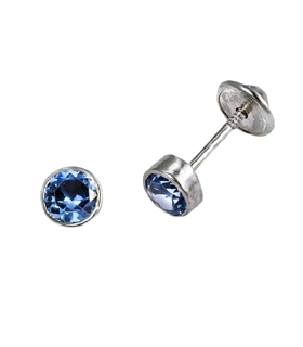 PENDIENTE UNISEX AGUA MARINA PLATA 1ªLEY