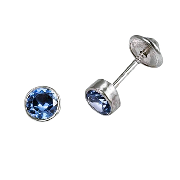 PENDIENTE UNISEX AGUA MARINA PLATA 1ªLEY