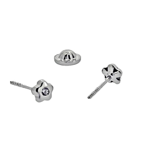 PENDIENTE FLOR JUVENIL PLATA 1ª LEY 4 MM