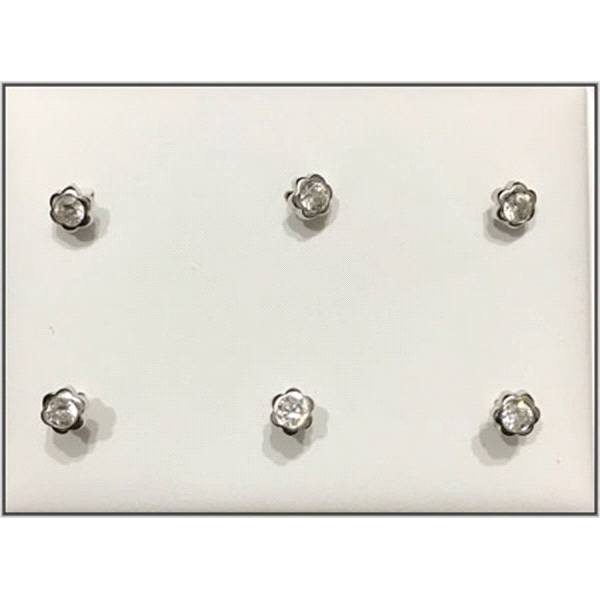 PENDIENTE UNISEX FLOR PLATA 1ª LEY 4 MM.