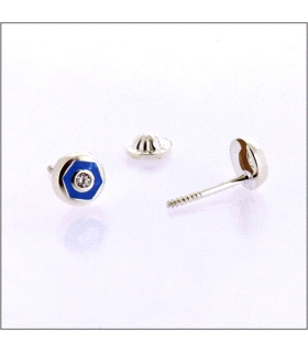 PENDIENTE HEXAGONO ESMLATE PLATA 925 MIL.