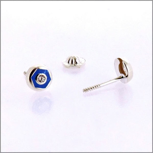 PENDIENTE HEXAGONO ESMLATE PLATA 925 MIL.